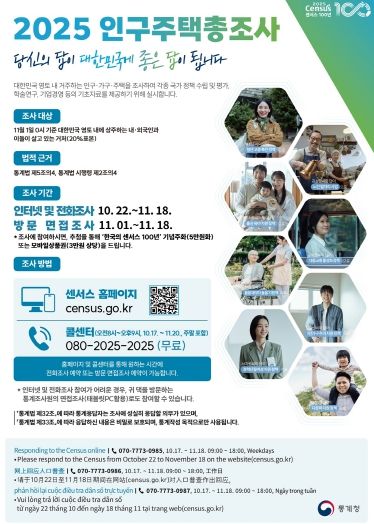 인천 서구, ‘2025 인구주택총조사’ 10월 22일부터 실시