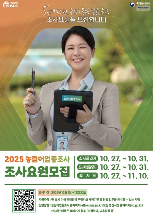 2025 농림어업총조사 조사요원 모집 홍보 포스터