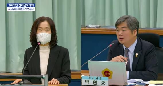 행정사무감사 중인 박원종 전남도의원