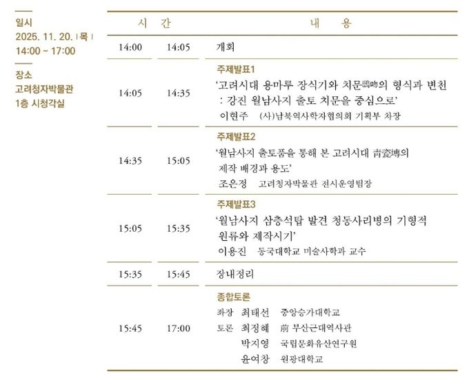 고려청자박물관 제27회 학술심포지엄 일정표