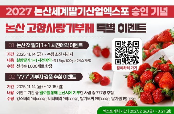 논산시, ‘2027 세계딸기산업엑스포 승인 기념’ 고향사랑기부제 행사