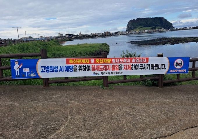 '고병원성 조류인플루엔자 차단방역' 안내 현수막