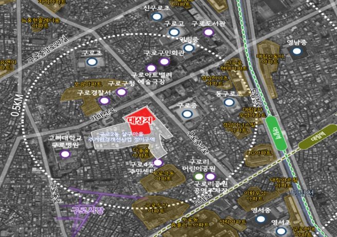 구로동 휴먼타운 2.0 시범사업 대상지 특별건축구역 위치도