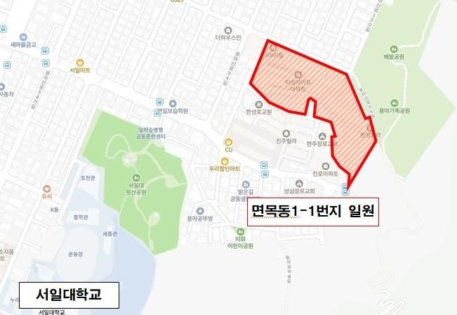 면목동 1-1번지 위치도