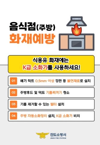 음식점 주방 후드·덕트 화재 예방 주의 당부
