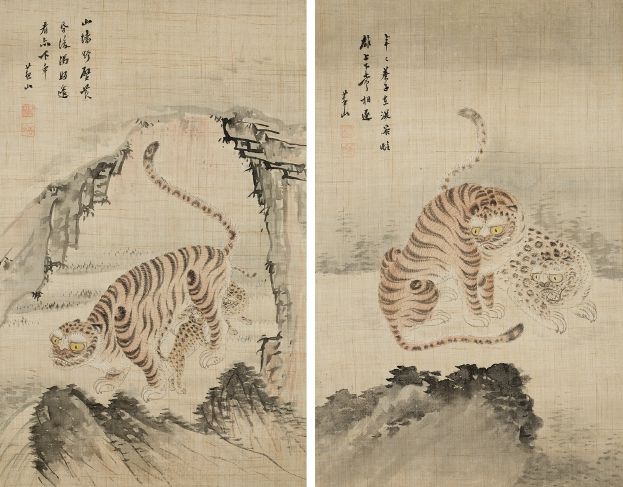 유숙 〈포유양호〉〈심곡쌍호〉 ⓒ간송미술문화재단