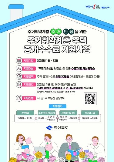 주거 취약계층 주택 중개보수 지원사업 홍보 포스터.