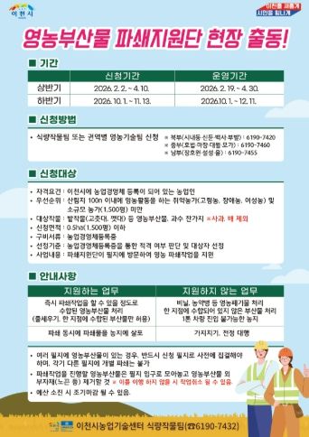 이천시, 영농부산물 파쇄지원단 출동… 4월 10일까지 신청 접수