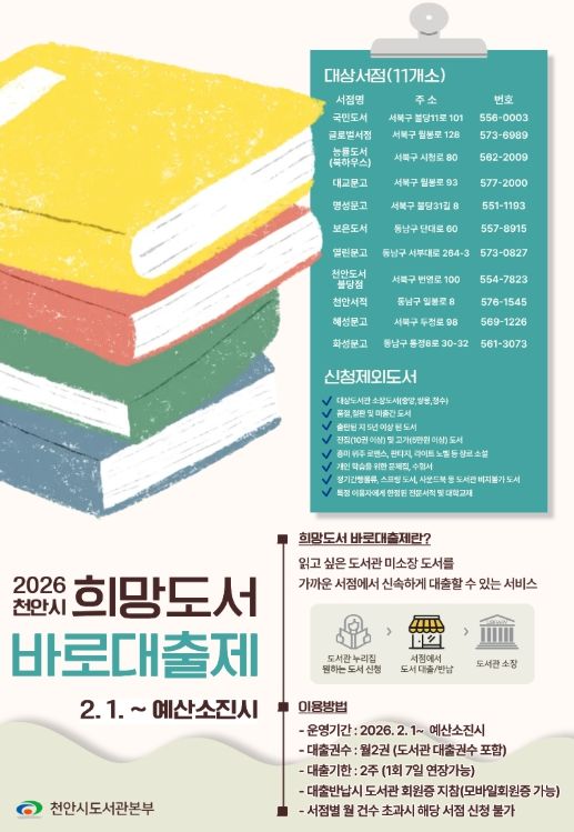 1. 천안시도서관본부 ‘희망도서 바로대출제’ 홍보문.
