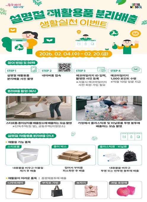 '설명절 재활용품 분리배출 생활실천 캠페인' 안내문