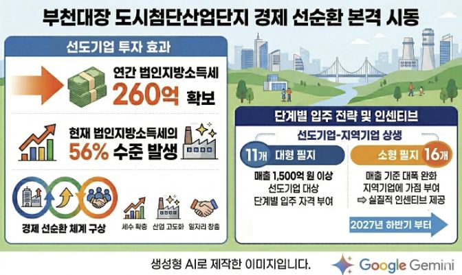 부천대장 도시첨단산업단지 선도기업 법인지방소득세 확보 및 지역기업 인센티브 관련 이미지(AI 생성 이미지)