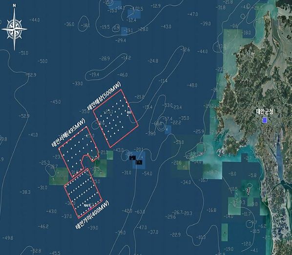 태안 해상풍력 3개 단지 조감도.