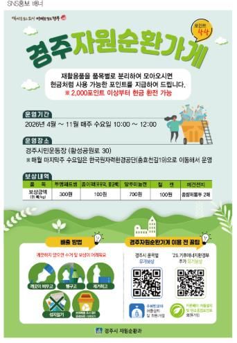 주시가 재활용품 분리배출 활성화를 위해 제작한 ‘자원순환가게’ 운영 안내 홍보 배너