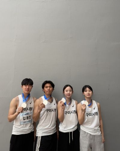1600m 혼성계주 2위(사진 좌부터 김동진, 최창희, 김진영, 신가영)