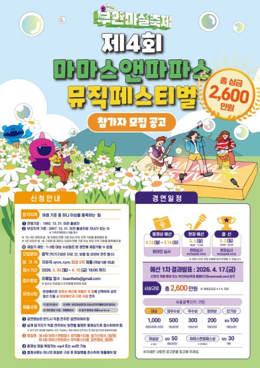 제4회 마마스앤파파스 뮤직페스티벌 참가자 모집