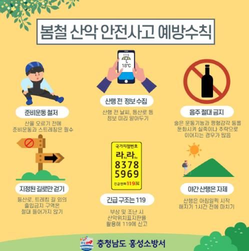 홍성소방서, 따뜻한 봄철 산행 안전수칙 당부