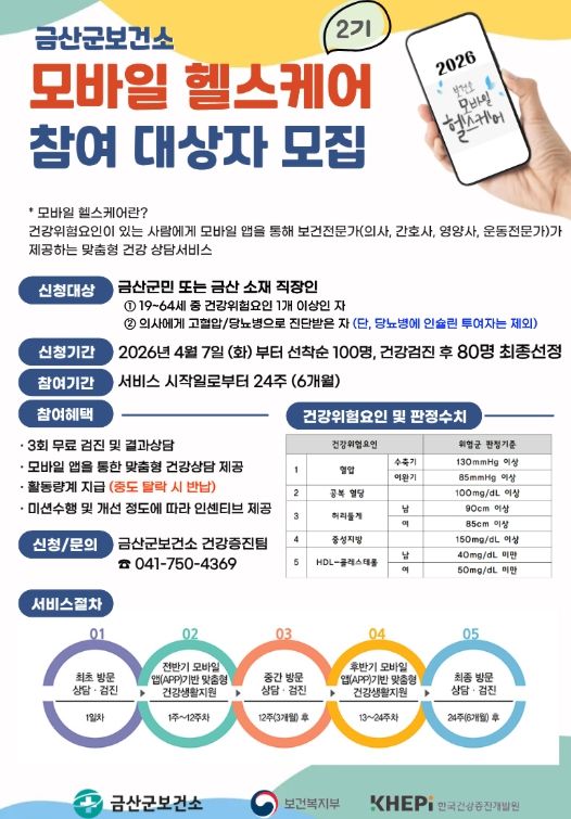 모바일 헬스케어 2기 참여자 모집 홍보물