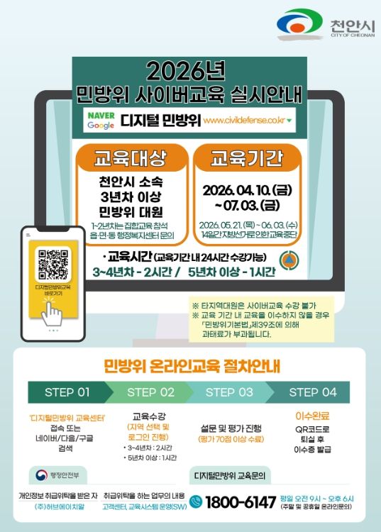 2026년 민방위 사이버 교육 안내 홍보문.