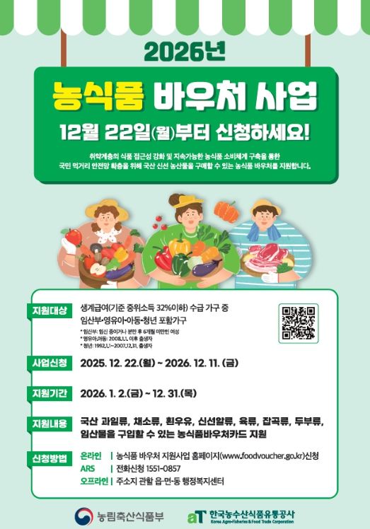 취약계층 먹거리 지원 강화 농식품 바우처 사업 안내